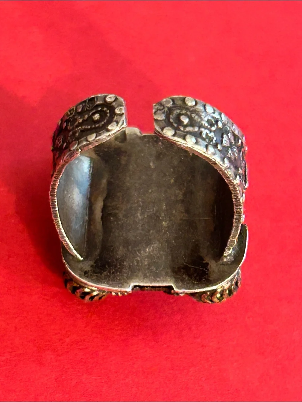Antique Yemenite Filigree Genuine Turquoise Silver Ornate Ring
